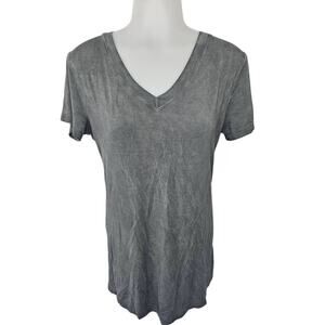 🆓 FREE POL Charcoal Gray V-Neck Short Sleeve T-Shirt sz Small Style UD72 Basic
